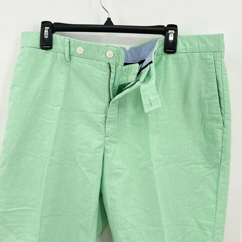Polo Ralph Lauren Mens Mint Green Oxford Cotton Flat Front Shorts Size 38